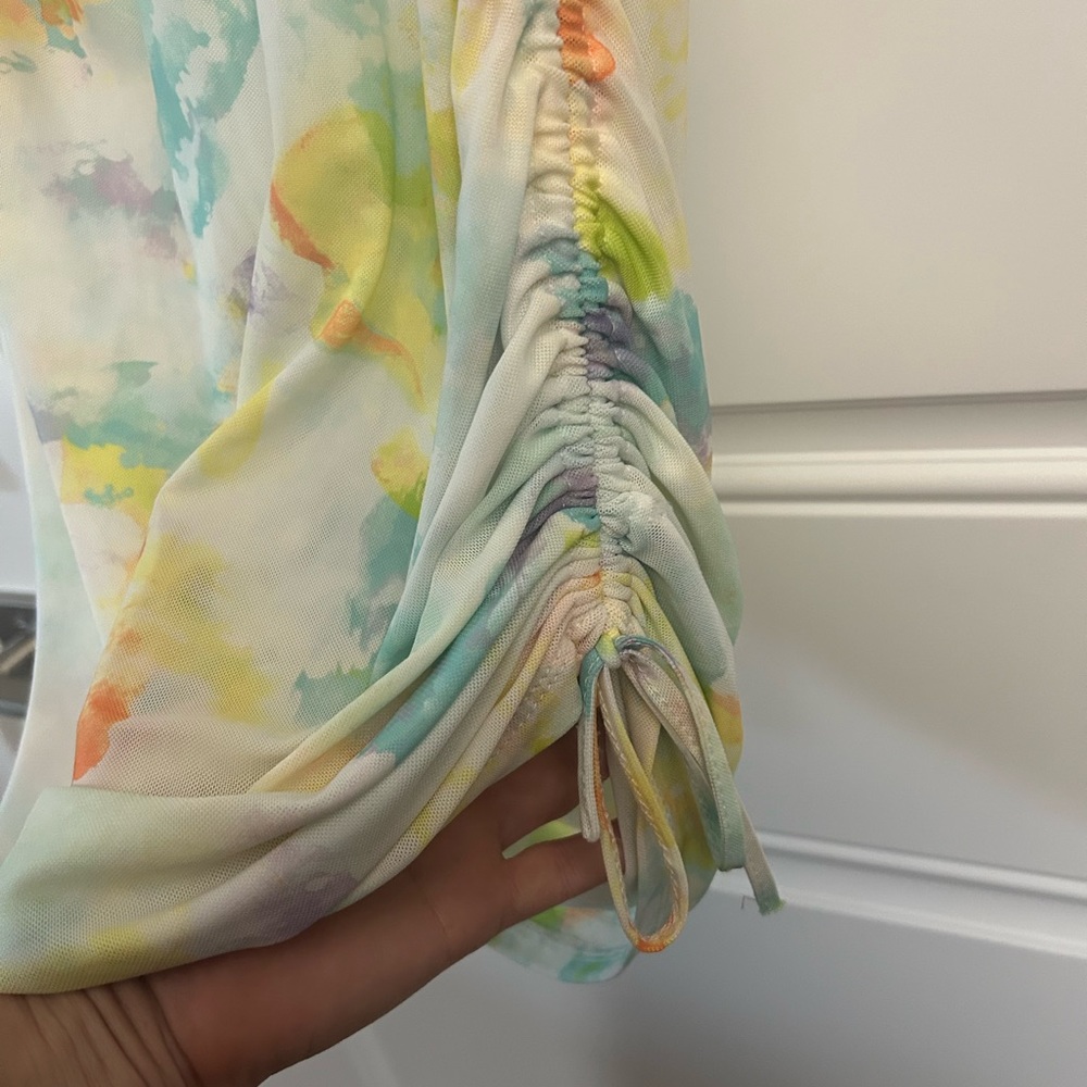 Bar III Tie Dye Stretch Ruched Bodycon Dress Large - Picture 2 of 13
